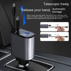 Chargeur de Voiture Métallique 100W Charge Ultra Rapide Adaptateur USB et TYPE-C Allume-Cigare de Voiture