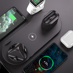 Chargeur sans fil pour iPhone, chargeur rapide pour téléphone, socle de charge rapide pour téléphone, montre, station de recharge 6 en 1