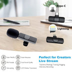 Microphone-cravate sans fil portable pour enregistrement audio-vidéo Mini micro pour iPhone Android Longue autonomie Diffusion en direct Gaming