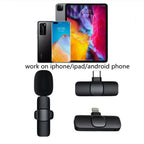 Microphone-cravate sans fil portable pour enregistrement audio-vidéo Mini micro pour iPhone Android Longue autonomie Diffusion en direct Gaming
