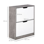 Two Drawer Shoe Cabinet Home Storage Organiser W/ Groove Handles Adjustable Shelves Modern Boxy Rack Hallway Bedroom Furniture