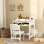Desk And Chair Set With Storage And Shelves, For Bedroom & Study Room, Gift For 3-8 Years Old, White