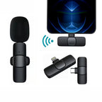 Microphone-cravate sans fil portable pour enregistrement audio-vidéo Mini micro pour iPhone Android Longue autonomie Diffusion en direct Gaming