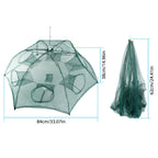 Fishing Trap Net Portable Folded Fishing Bait Trap Shrimp Minnow Crab Bait Net 6 Sides 6 Holes Crayfish Cast Mesh Trap Automatic