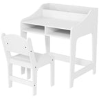 Desk And Chair Set With Storage And Shelves, For Bedroom & Study Room, Gift For 3-8 Years Old, White