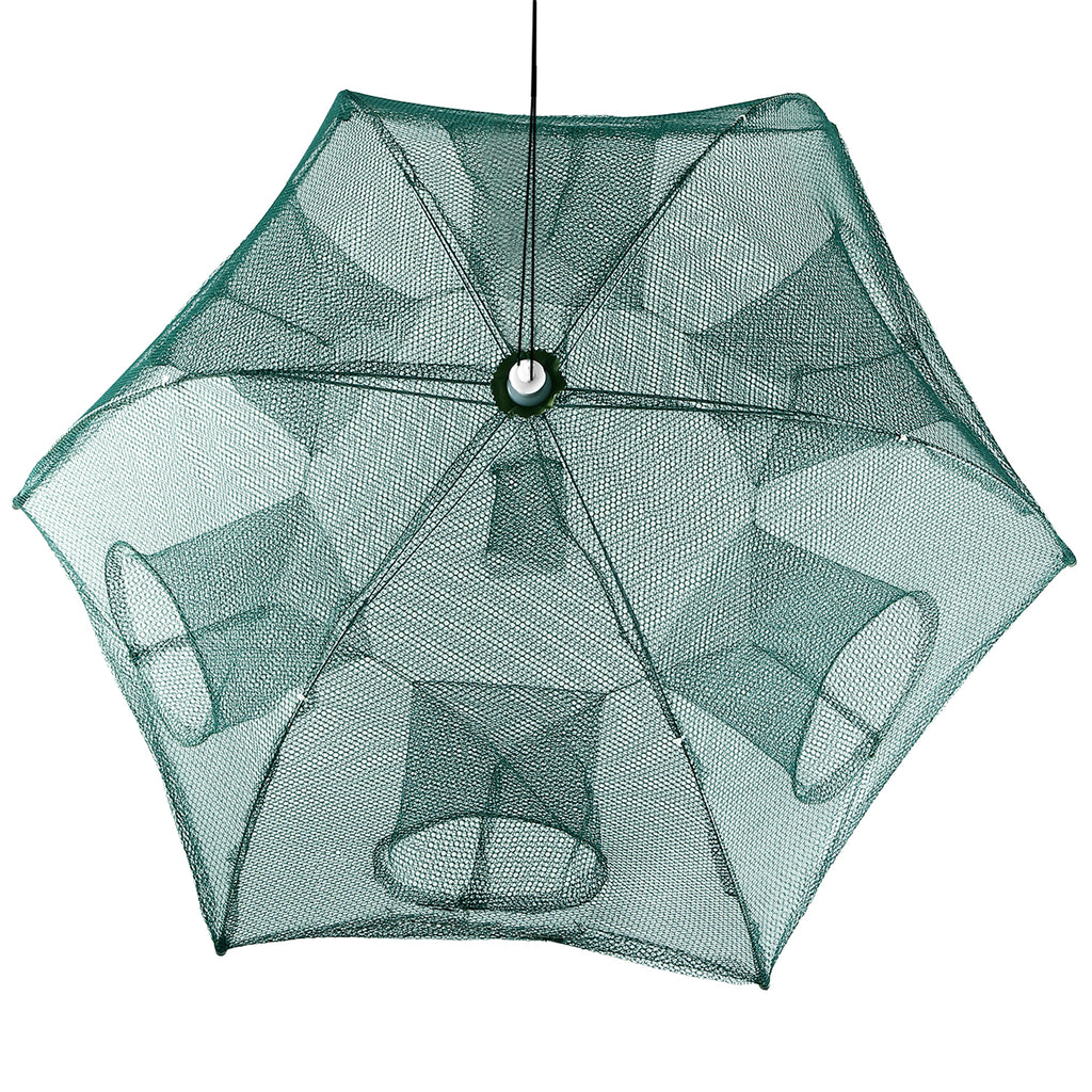 Fishing Trap Net Portable Folded Fishing Bait Trap Shrimp Minnow Crab Bait Net 6 Sides 6 Holes Crayfish Cast Mesh Trap Automatic