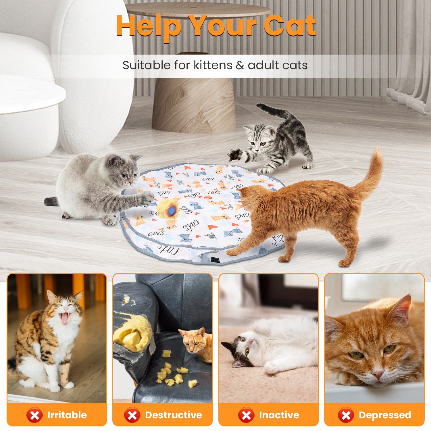 1Pc Cat Toys Ball Fast Rolling In Pouch Rechargeable Motion Activated Interactive Cat Toys For Indoor Cats Hide And Seek Mouse Catching Game