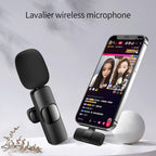Microphone-cravate sans fil portable pour enregistrement audio-vidéo Mini micro pour iPhone Android Longue autonomie Diffusion en direct Gaming