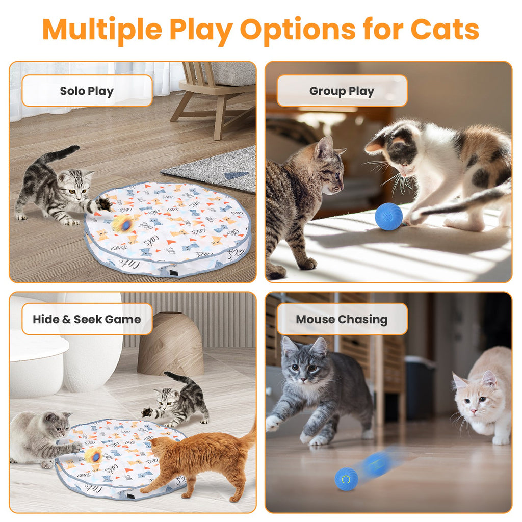 1Pc Cat Toys Ball Fast Rolling In Pouch Rechargeable Motion Activated Interactive Cat Toys For Indoor Cats Hide And Seek Mouse Catching Game