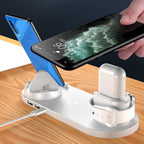 Chargeur sans fil pour iPhone, chargeur rapide pour téléphone, socle de charge rapide pour téléphone, montre, station de recharge 6 en 1