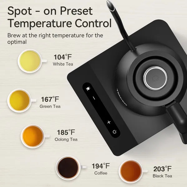 Gooseneck Electric Kettle With Temperature Control, 27oz Rapid Heating Electric Kettle For Pour Over Coffee/Tea, Auto Shut Off & Boil-Dry Protection, 4H Keep Warm, Stainless Steel Inner, Matte Black