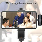 Microphone-cravate sans fil portable pour enregistrement audio-vidéo Mini micro pour iPhone Android Longue autonomie Diffusion en direct Gaming