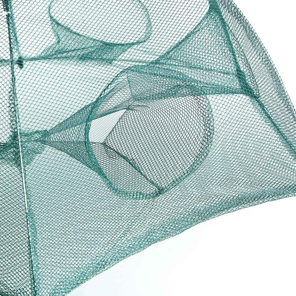 Fishing Trap Net Portable Folded Fishing Bait Trap Shrimp Minnow Crab Bait Net 6 Sides 6 Holes Crayfish Cast Mesh Trap Automatic