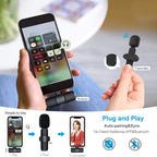 Microphone-cravate sans fil portable pour enregistrement audio-vidéo Mini micro pour iPhone Android Longue autonomie Diffusion en direct Gaming
