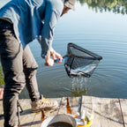 1Pc Foldable Fishing Net With Aluminum Alloy Rod EVA Handle Durable 5MM Hexagonal Nano Coating Nylon Mesh Collapsible Landing Net Safe Fish Catching Or Releasing